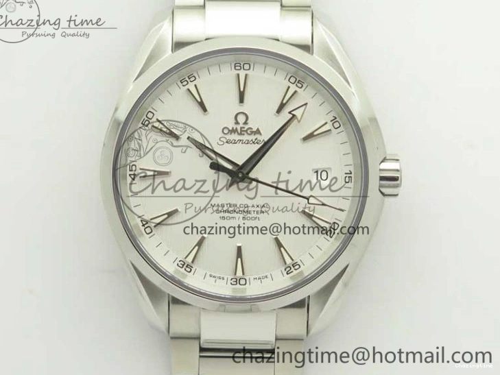 0307 Aqua Terra 150M SS VSF 1:1 Best Edition White Textured Dial Silver Markers on SS Bracelet A8500 Super Clone Chic 8041